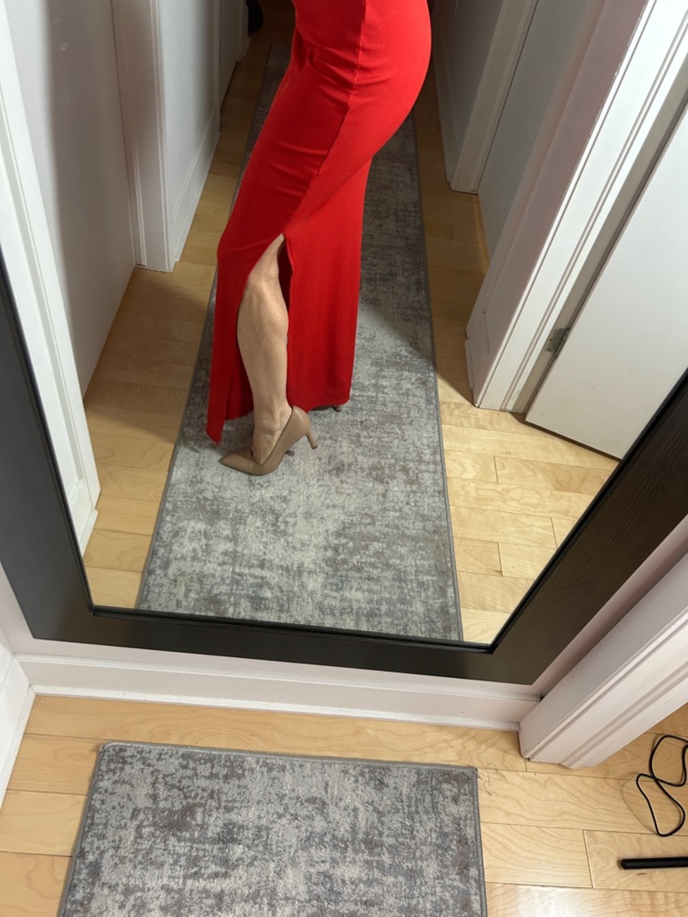 Red Floor Length Asymmetric Dress - Picture 3 of 4